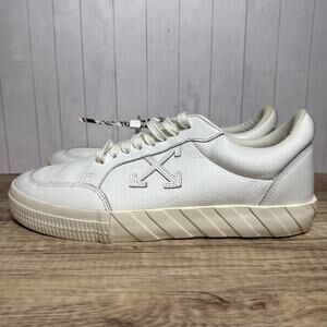Off-White Vulcanized Low Top White Leather Virgil OMIA085S21LEA0030110 Sz 10/44